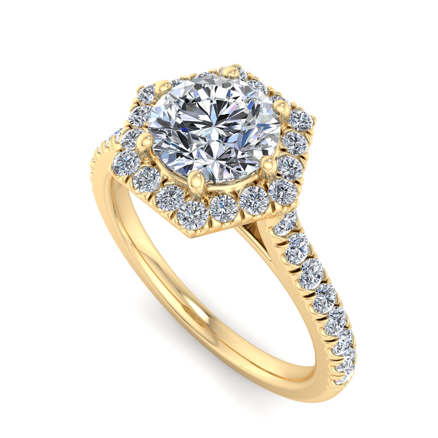 Lily Hexagon frame Halo Engagement Ring